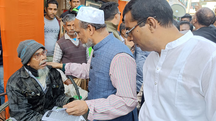 তাহেরপুরে কাঁচি প্রতীকের প্রার্থী এনামুলের গণসংযোগ