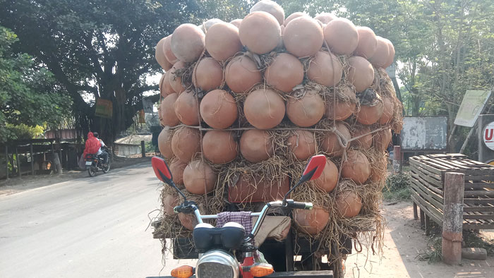 পুঠিয়ায় খেজুরের রস রাখার মাটির পাত্র বিক্রয়ের ধুম