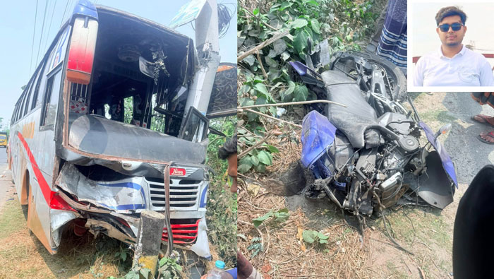 গোদাগাড়ীতে বাস-মোটরসাইকেলের মুখোমুখি সংঘর্ষে নিহত ১